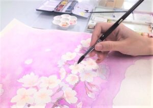 桜の水彩画イラスト01