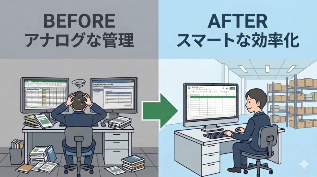 印刷物在庫管理のBefore After画像