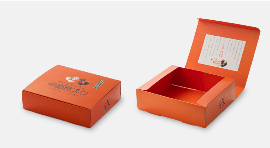 御稲荷プリンパッケージ（箱） 制作実績 グラフィックソリューションズ